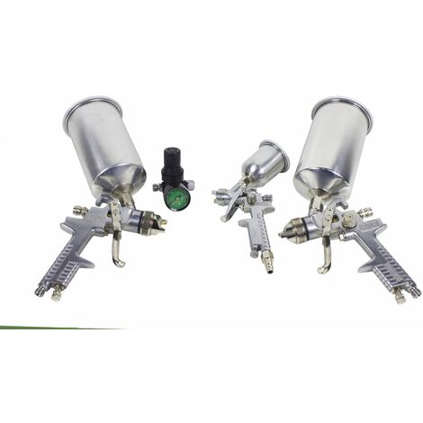 Bc-elec - LE-24 HVLP paint kit including 3 paint guns (125ml and 2x 1000ml) and a pressure gauge