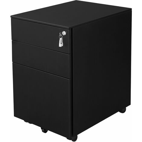 Bc-elec - PCP390-1B Caisson mobile à tiroirs en acier armoire de bureau chariot mobile caisson à roulettes noir