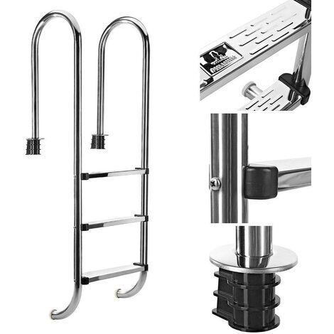 Bc-elec - PL003 Scaletta da piscina con 3 pioli in acciaio inox 304SS, 158cm, Scaletta da piscina con 3 gradini