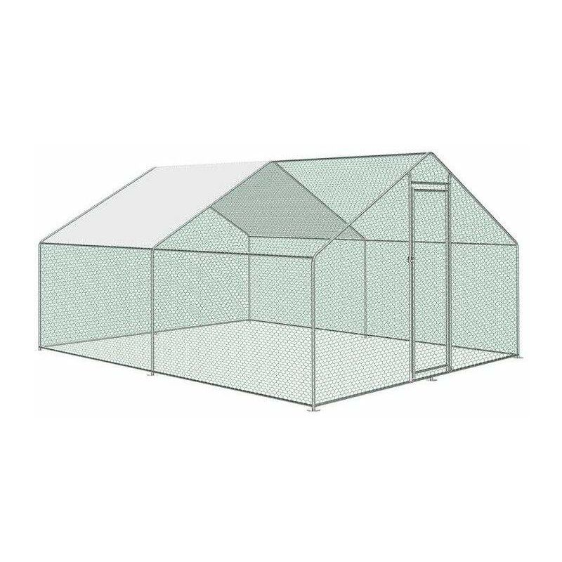 

RA-342 Gallinero exterior 3x4x2m, recinto de malla metálica para gallinas, aves, estructura de acero galvanizado 25x0.65mm - Gris - Bc-elec