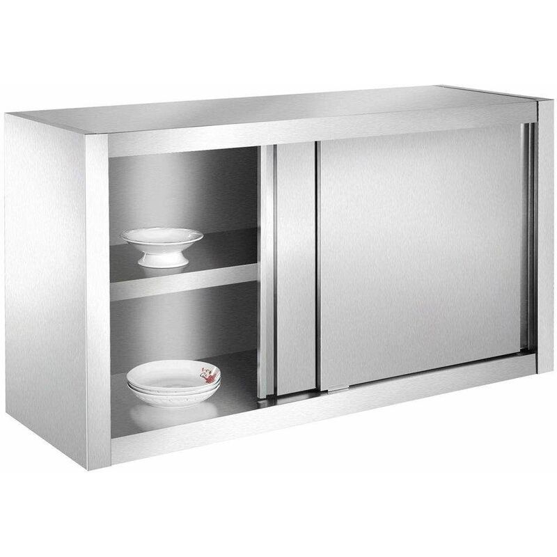 SSC120 Küchenschrank, Hängeschrank aus Edelstahl 120x40x65cm ideal für Restaurants, Küchen, Kantinen ... - Grau - Bc-elec