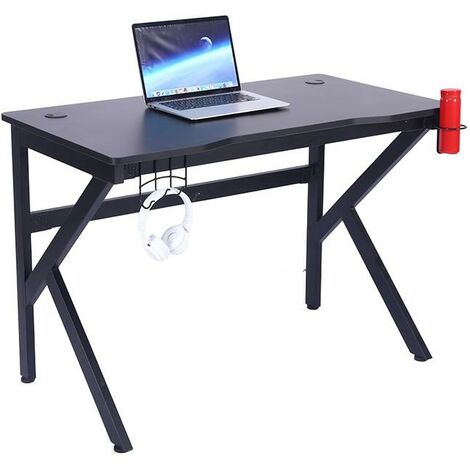 Bc-elec - WD0004 Tavolo per computer da gioco 110x60x75cm con gestione dei cavi, portabicchieri e portacuffie