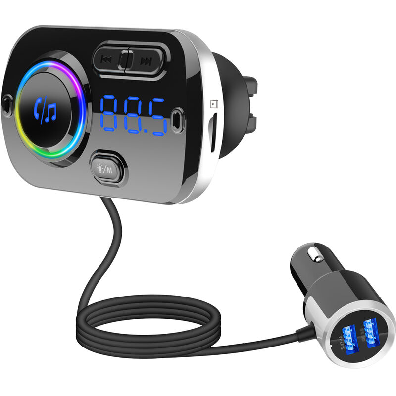 

BC49BQ BT Cargadores de coche Reproductor de MP3 para coche Dual USB Carga rapida inteligente Compatible para vehiculos universales de 12-24 V,BC49BQ