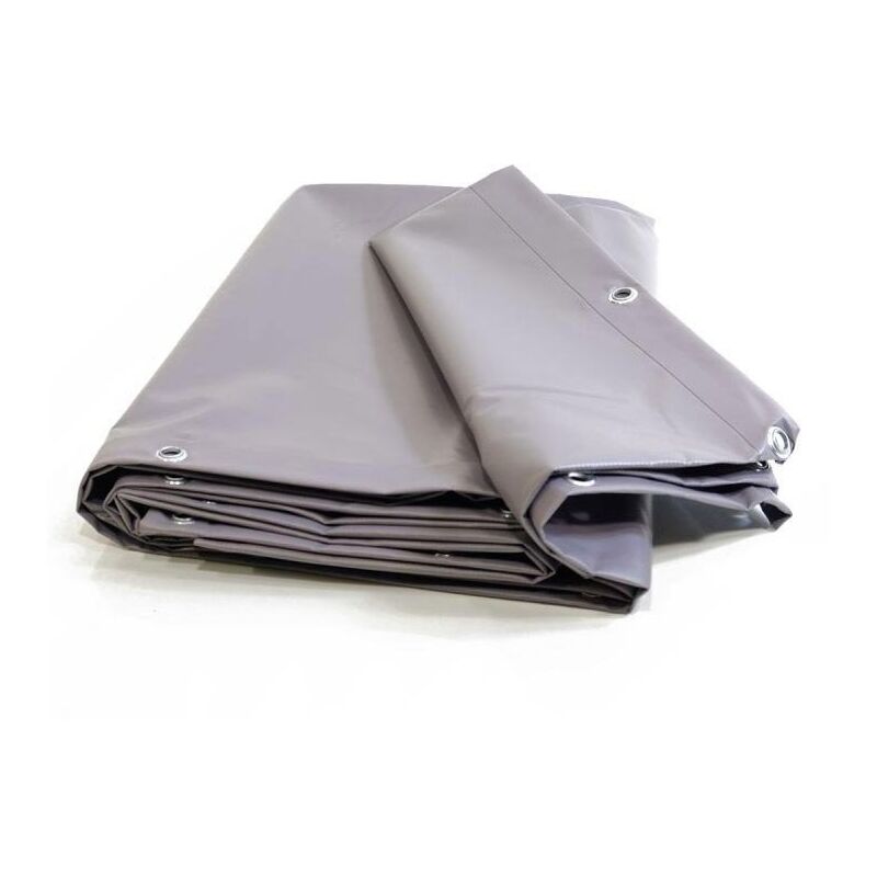 Bâche Camion 8x9 m - Ultra résistante - Etanche - Anti-UV - Fabrication française - Grise - Oeillets - Kalembal