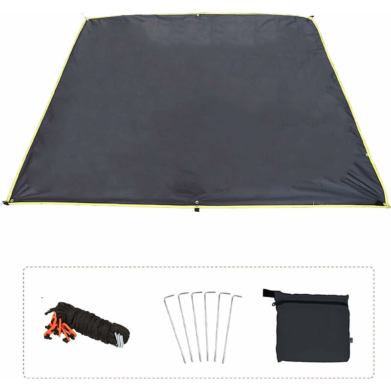 Bâche de Camping Tarp Léger Tapis de Sol Bâche de Tente Anti Pluie Couverture Parasol Abri de Soleil pour Auvent Hamac Plage Pique-Nique Randonnée