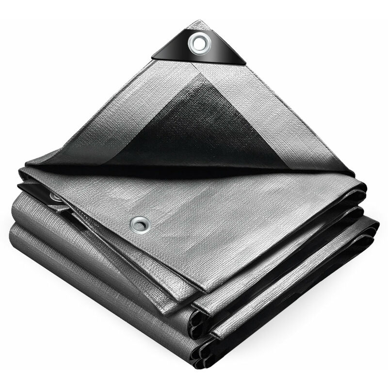 Vounot - Bâche de Protection en Polyéthylène resistant et impermeable 240g/m² gris et noir 1.5x6m