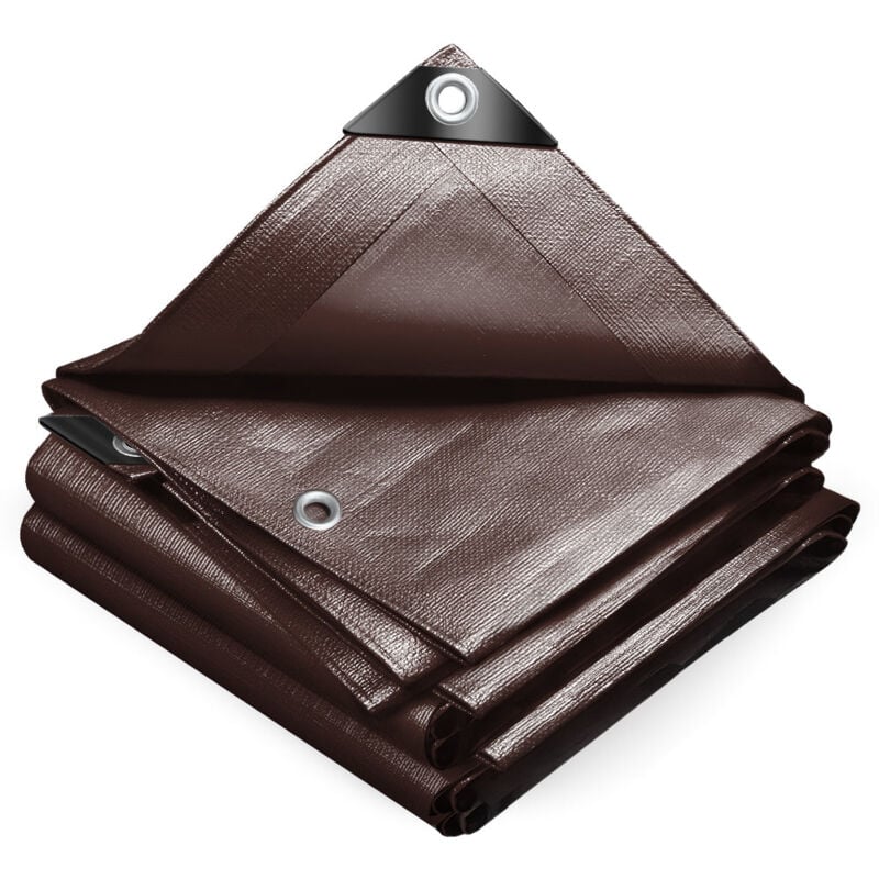 VOUNOT® Bâche de Protection en Polyéthylène 240g/m² - 3x5m marron - imperméable, anti-UV