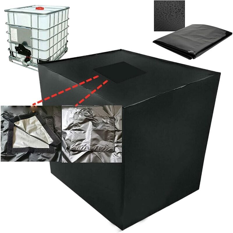 Bâche de réservoir d'eau, Bache pour Cuve 1000 l ibc avec Couvercle rectangulaire 25x25cm, Anti-poussière Anti-UV Anti-Pluie (116 x 100 x 120 cm)