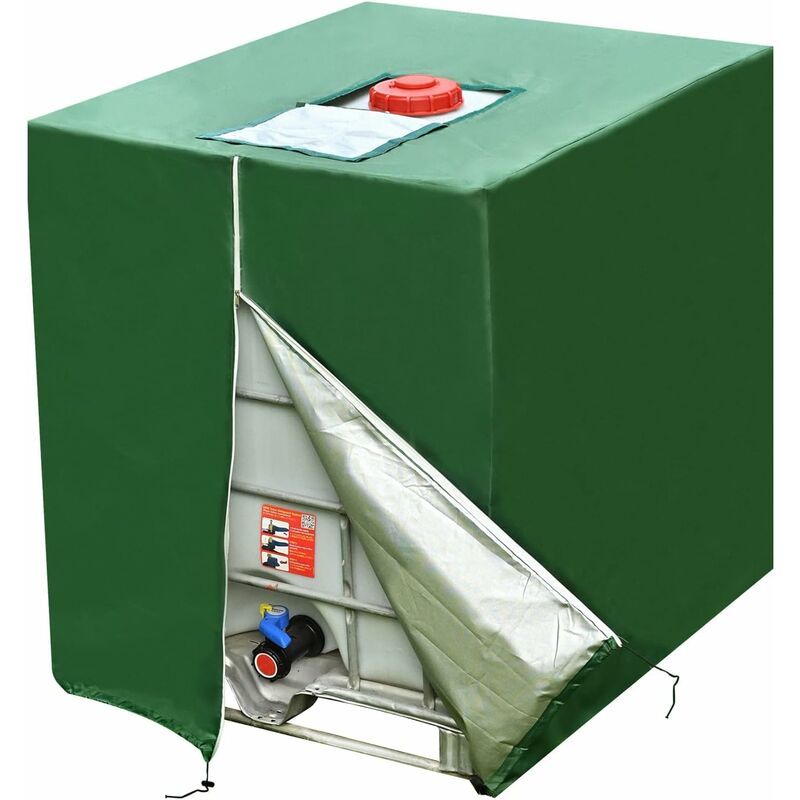 Bâche De Réservoir D'eau,Bache Pour Cuve 1000L IBC,420D Vert Couvercle Bâche Couverture Réservoir ibc Anti-UV Anti-poussière Couverture Container