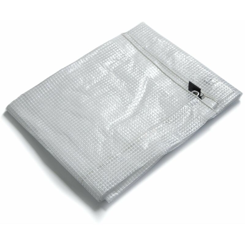 Bâche de protection imperméable Leno 240 g/m² Blanc / Transparent 8 x 12 m