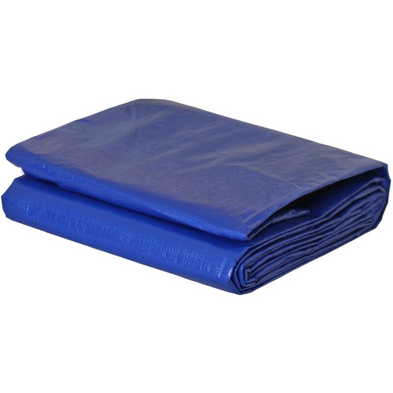 Bâche Piscine Rectangulaire 6x10 m - Filet d'écoulement - Bleue - Résistante - Anti-UV - Oeillets - Kalembal