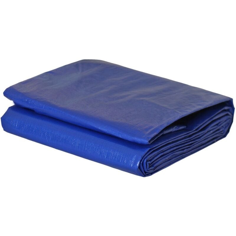 Bâche Piscine Rectangulaire 8x14 m - Filet d'écoulement - Bleue - Résistante - Anti-UV - Oeillets - Kalembal