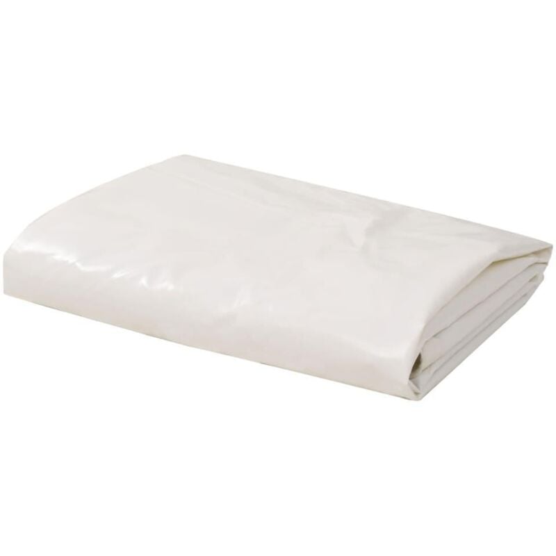 The Living Store Bâche 650 g / m² 4 x 4 m Blanc - Couverture Imperméable - Bâche Protectrice - Bâche Extérieure - Bâche Voiture - Bâche Moto