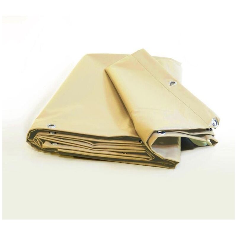 Bâche Travaux 5x6 m - Ultra résistante - Etanche - Anti-UV - Fabrication française - Ivoire - Oeillets - Kalembal