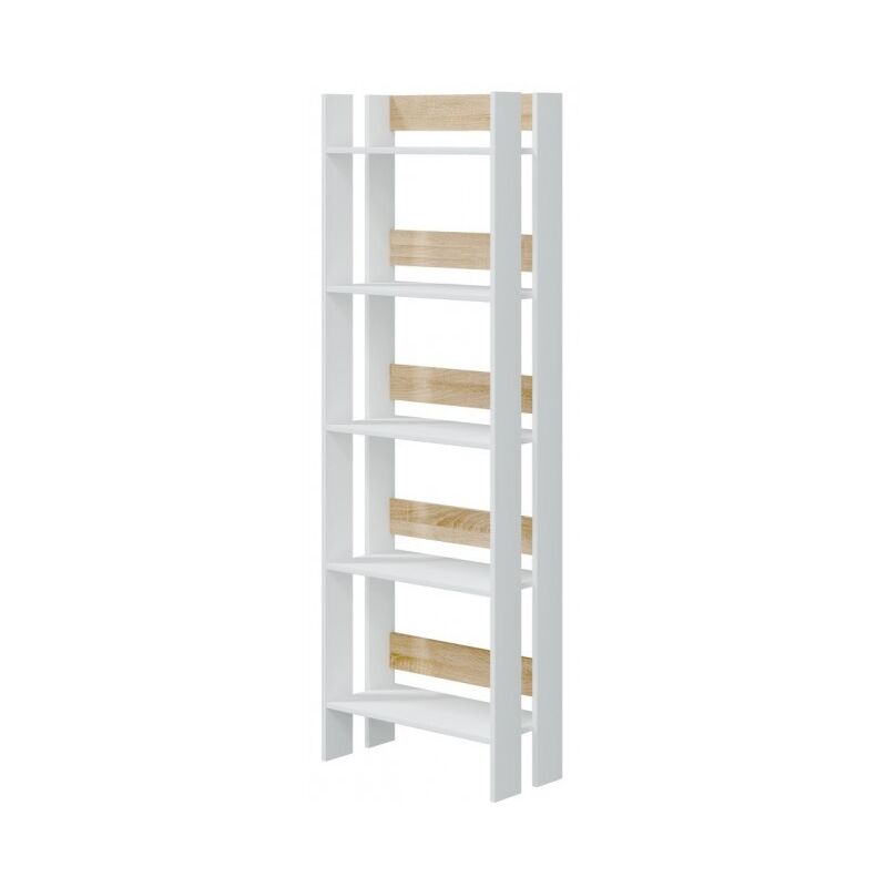 Abitare Weiß - Bücherregal 57X27x170 Cm Matt Und Kanadische Eiche Mit 5 Regalböden – Margherita