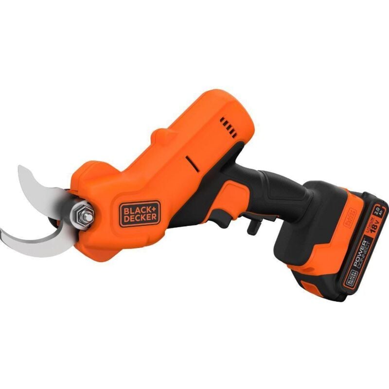 Black+decker Outils de jardinage - sécateur sans fil 18V, 1 batterie 2,0 Ah Li-Ion, chargeur BCPP18D1-QW