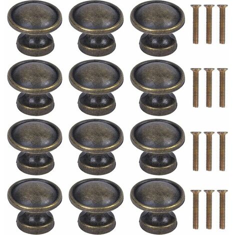 BDD 12pcs Bronze Vintage Drawer Knobs, 231915mm Door Drawer Knobs, Cabinet Pulls, Round Cabinet Knobs, Cabinet Pulls, Kitchen Cabinet Door Knobs