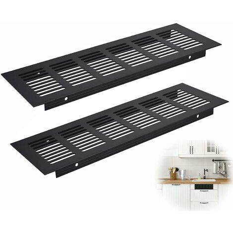 BDD Grille de ventilation noire, grille d'aération en alliage d'aluminium 2 pièces, grille d'aération extérieure, pour la ventilation dans les cuisines, les armoires, les armoires et les salles de bai