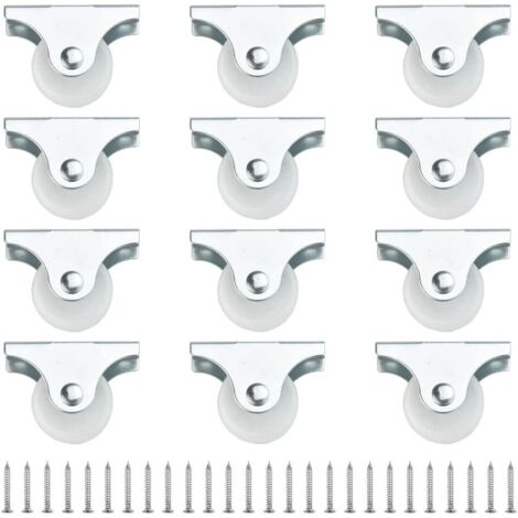 BDD Lot de 12 roulettes fixes 25 mm Petites roulettes pour meubles Petites roulettes en caoutchouc Roues de chariot non pivotantes Roulettes en plastique Roulettes de tiroir directionnelles pour roues