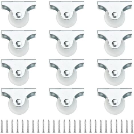 BDD Lot de 12 roulettes fixes 25 mm Petites roulettes pour meubles Petites roulettes en caoutchouc Roues de chariot non pivotantes Roulettes en plastique Roulettes de tiroir directionnelles pour roues