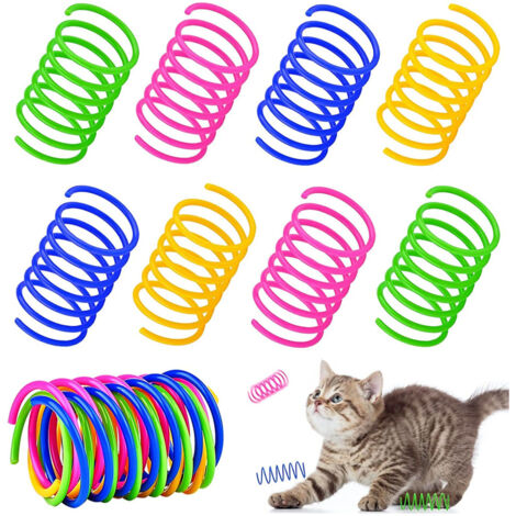 BDD Lot de 40 jouets à ressort pour chat, ressorts hélicoïdaux en plastique, cadeaux fantaisie pour animaux de compagnie, pour que les chats mordent, chassent et jouent avec leurs propriétaires.