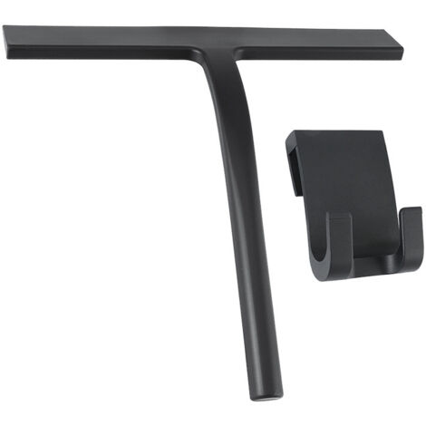 BDD Silicone Douche Grattoir En Acier Inoxydable Salle De Douche Salle De Bains Miroir Nettoyage Carreaux De Verre【Noir】