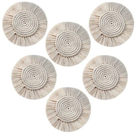 BDD Sous-verres tissés ronds , lot de 6, sets de table tissés à la main, sous-verres en macramé faits à la main, sets de table faits à la main