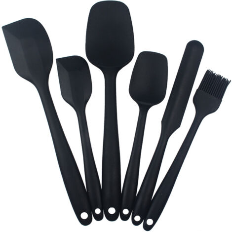 BDD Spatule en silicone de cuisine et cuillère à spatule en silicone (lot de 6, noir)