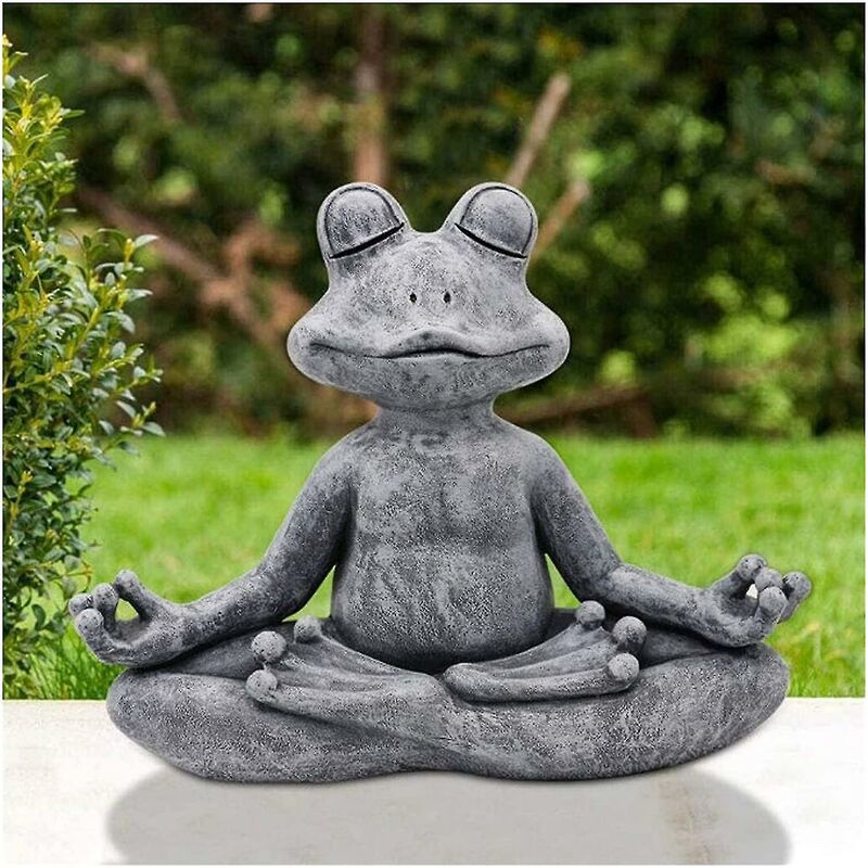 BDD - Statue de grenouille de méditation, sculpture sur pierre solide anti-corrosion, adaptée à la décoration de jardin intérieur et extérieur