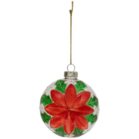 BDN GLAS 80MM POINSETTIA RG - Feeric lights & christmas