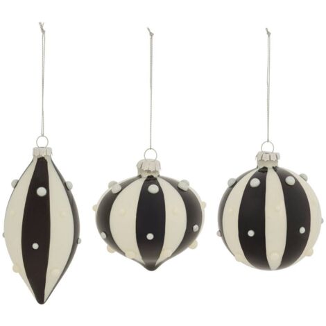 BDN GLAS X3 SCHWARZ WEISS GESTREIFT - Feeric lights & christmas