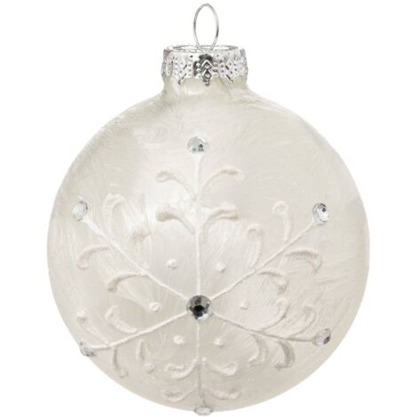 BDN GLASS 80MM FROSTED FLAKE BL - Feeric lights & christmas
