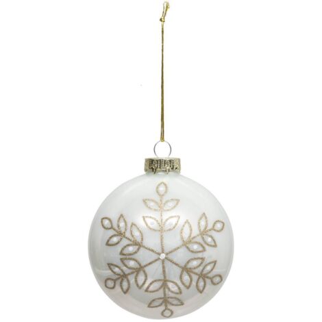BDN GLASS 90MM FLAKE PEARL BL - Feeric lights & christmas