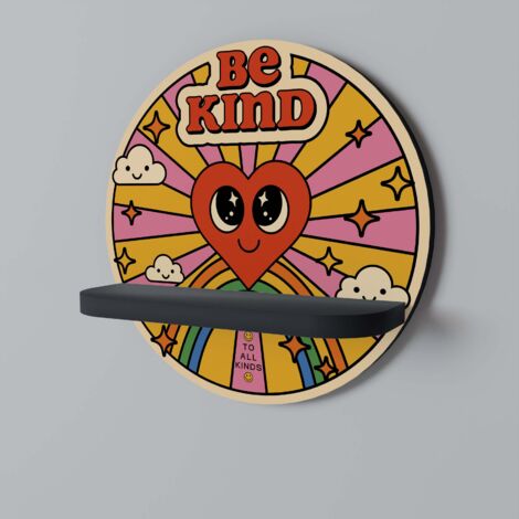BE KIND Rundes Regal Schwarz