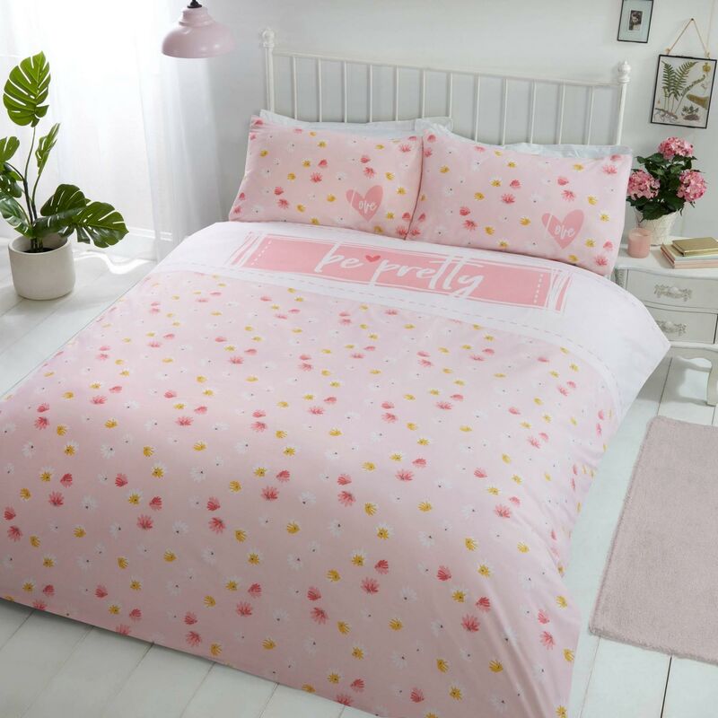 Rapport - Be Pretty Pink Single Duvet Cover Set Floral Bedding Quilt Set
