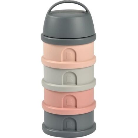 BEABA, Boîte doseuse, 4 compartiments, mineral grey / pink