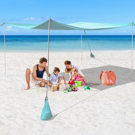 Beach Canopy Shields 300 x 300 cm Beach Tent Sun Shelter w/ Sandbags