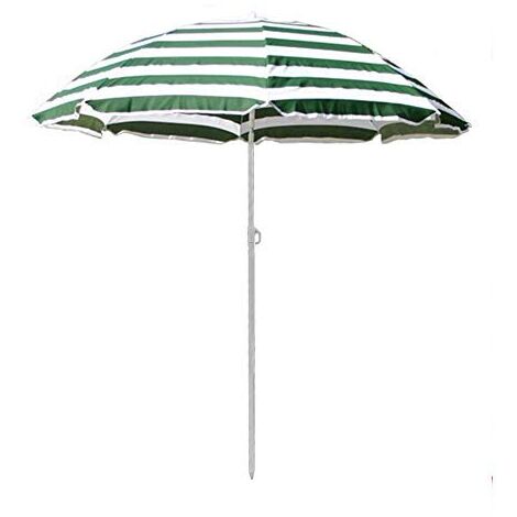Beach Parasol Garden Outdoor Patio Sun Shade Tilting Umbrella 160cm Green-White