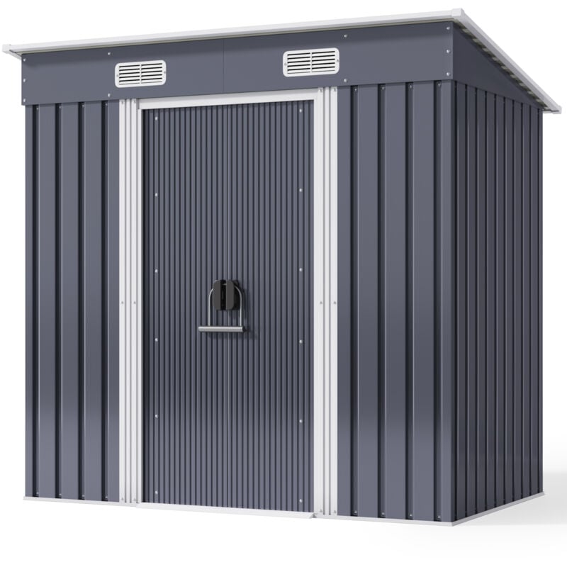 Abri de Jardin Métal 1,99 ㎡ Acier Galvanisé Cabanon Anthracite sur Terrain 183 x 109 x 182 cm - Bealife