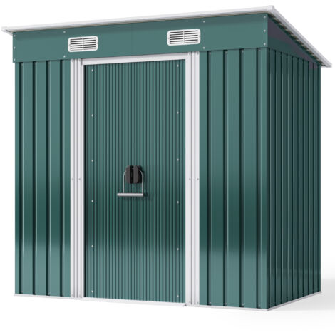 Bealife Abri de Jardin Métal 1,99 ㎡ Acier Galvanisé Cabanon Vert sur Terrain 183 x 109 x 182 cm