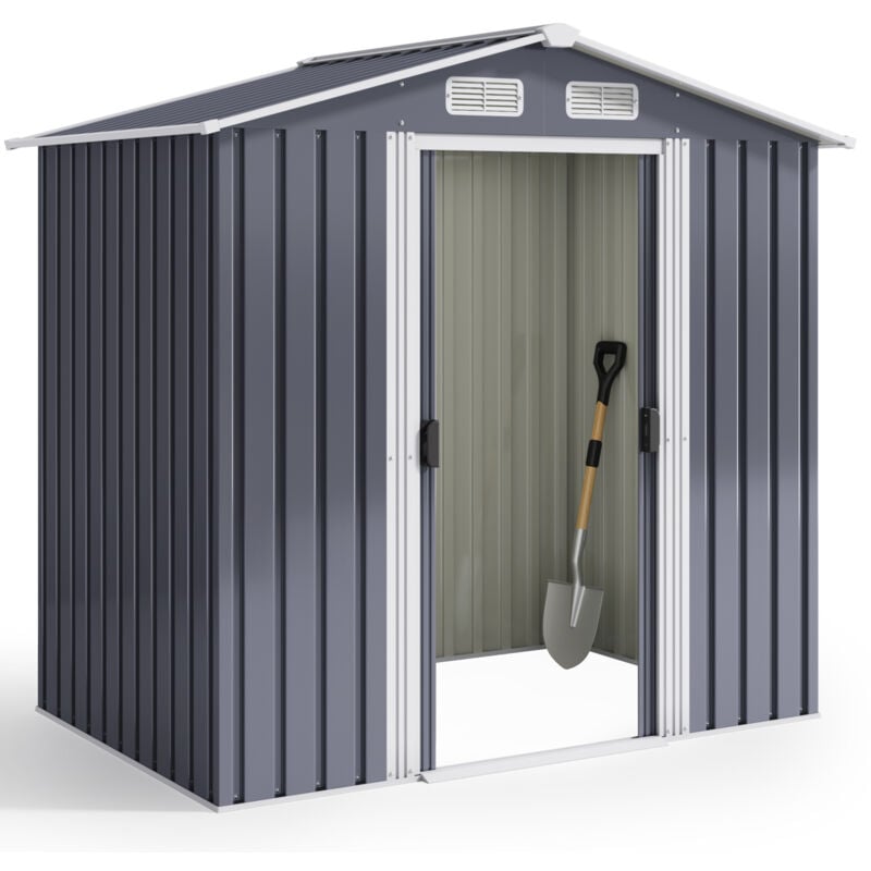 Bealife - Abri de Jardin Métal 2,19 ㎡ Acier Galvanisé Cabanon Anthracite sur Terrain 184 x 119 x 186 cm
