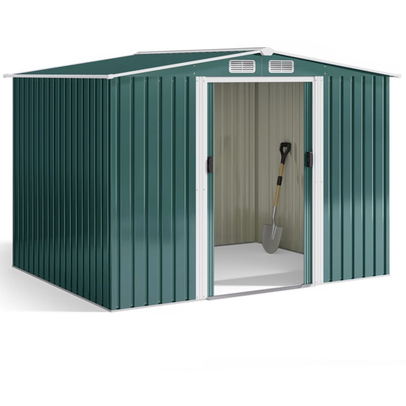 Abri de Jardin Métal 4,77 ㎡ Acier Galvanisé Cabanon Vert sur Terrain 247 x 193 x 179 cm - Bealife