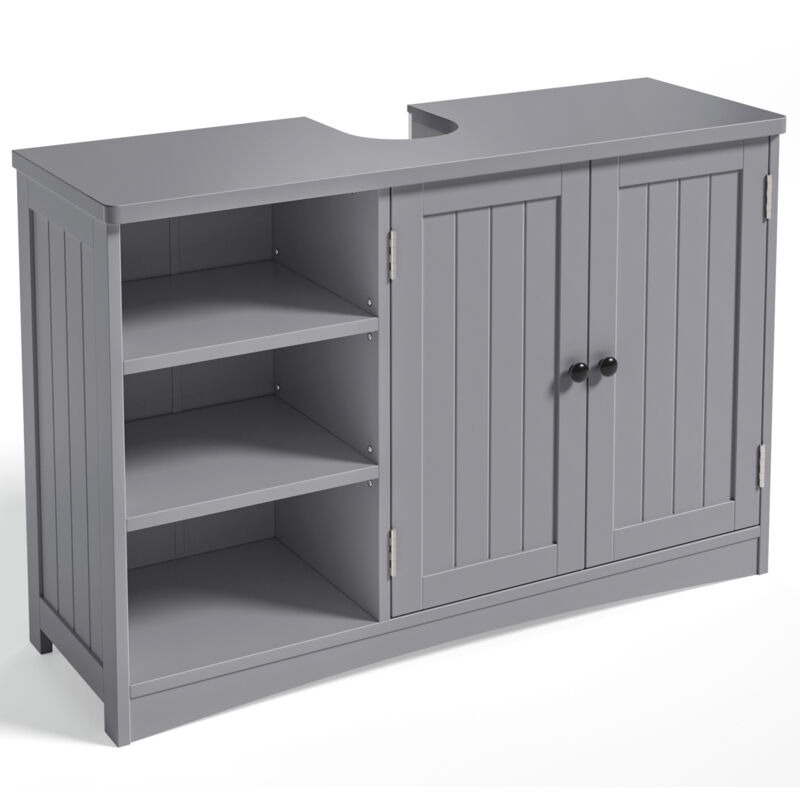 Bealife - Meuble sous Vasque/Lavabo Salle de Bain Rangement sur Pied 2 Portes 3 Étages Ouverts Étagères Réglables 90 x 30 x 60 cm