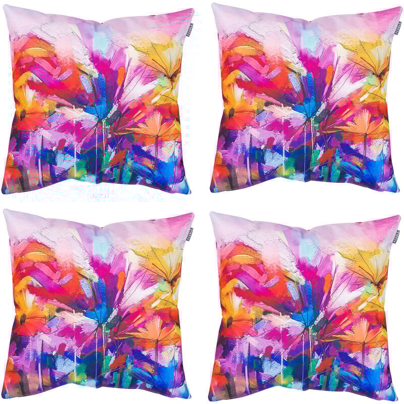 Bean Bag Bazaar - Veeva Coussins d'assise, Lot de 4, 43cm x 43cm, Coussins de Siège, Résistant à l'eau, Coussins d'intérieur et d'extérieur, Rose