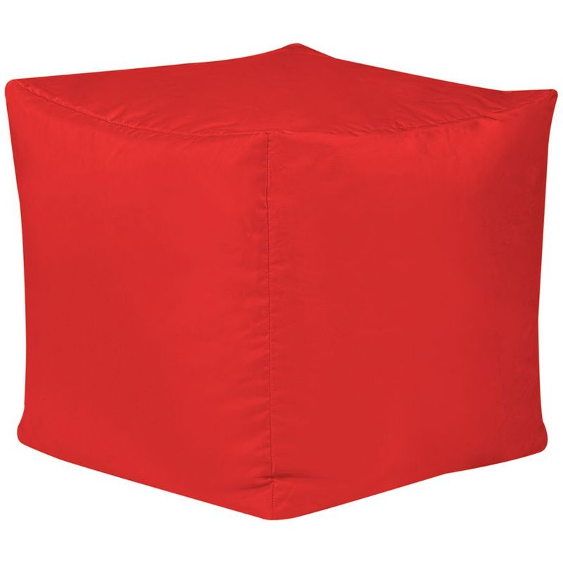 Pouf Cube, Tabouret - Rouge, Grand, 38cm x 38cm, Textile Tissé, Résistant à l’eau, Poufs d’intérieur et d’extérieur - Rouge - Bean Bag Bazaar