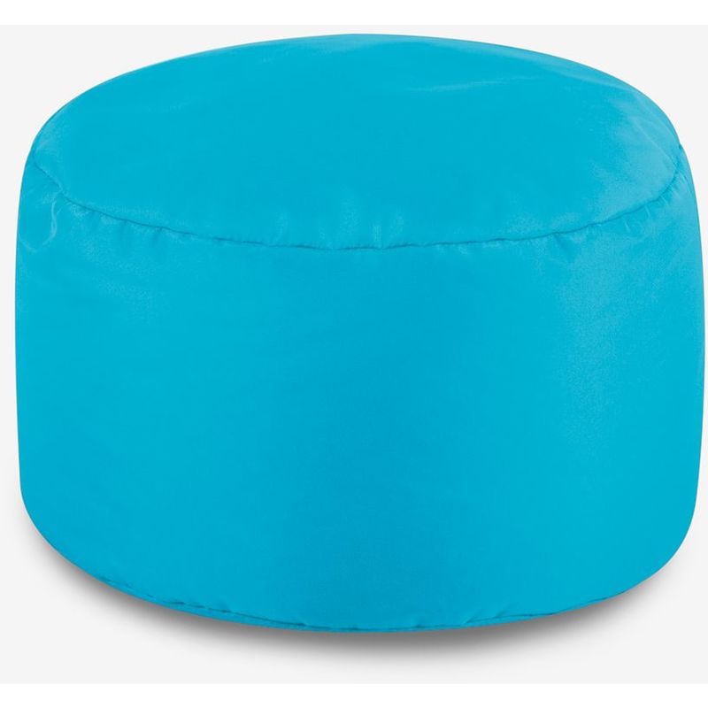 Pouf Rond, Repose-Pieds - 38cm x 20cm - Textile Tissé, Résistant à l'eau, Poufs d'intérieur et d'extérieur, Bleu Turquoise - Bleu Turquoise - Veeva