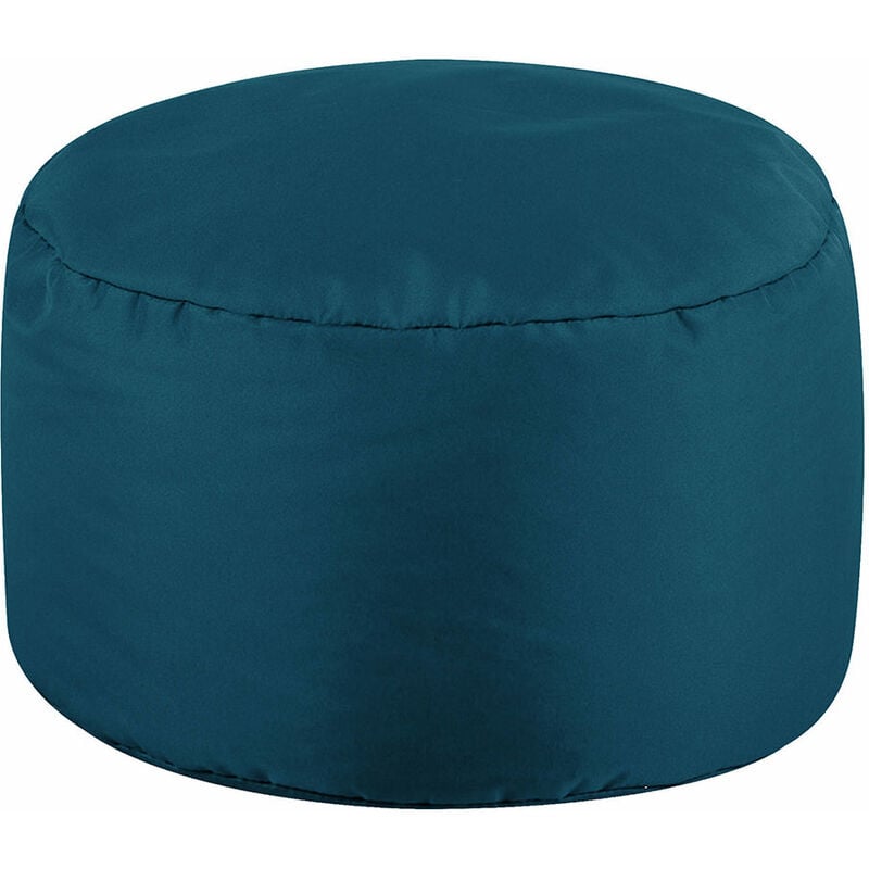 Pouf Rond, Repose-Pieds - 38cm x 20cm - Textile Tissé, Résistant à l'eau, Poufs d'intérieur et d'extérieur, Vert Canard - Vert Canard - Veeva