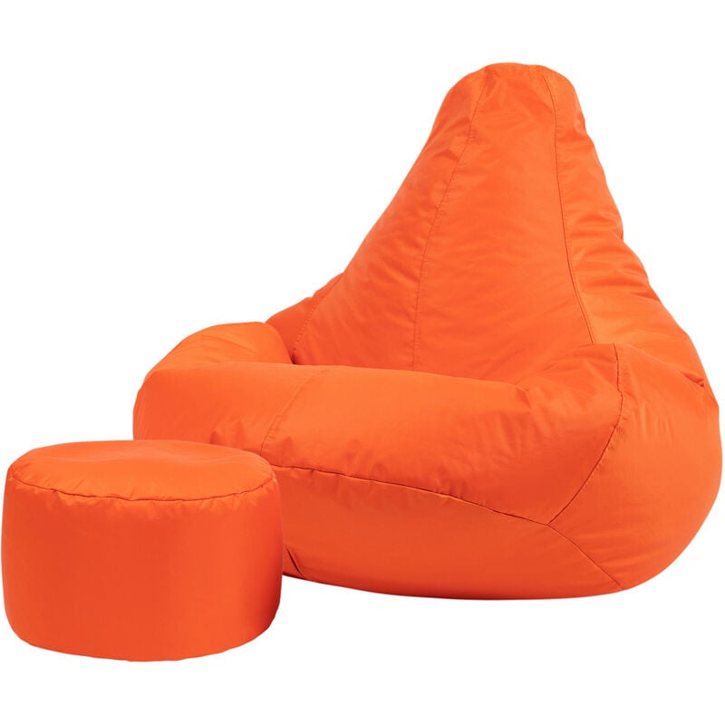 'Siège Inclinable de Designer' et Repose-Pieds, Pouf Spécial Gamer - Orange, 90cm x 73cm, Textile Tissé, Résistant à l’eau, Poufs d’intérieur et