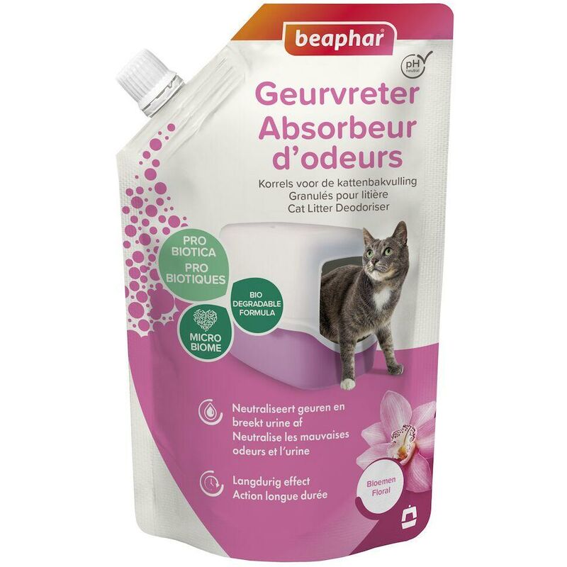 Absorbeur d'odeurs, granulés pour litière (parfum orchidée) - 400 g