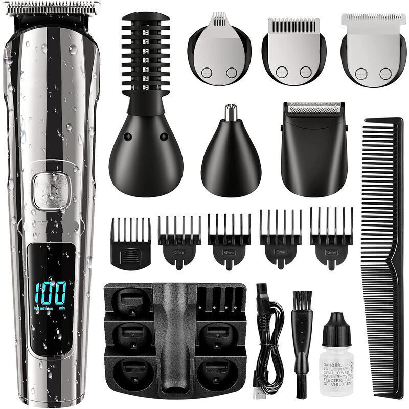 Beard Trimmer, Cordless Hair Trimmer for Men, Waterproof for Body, Mustache, Nose, Ear, Face, Electric Shaver, All-in-1 Grooming Kit, USB Rechargeable